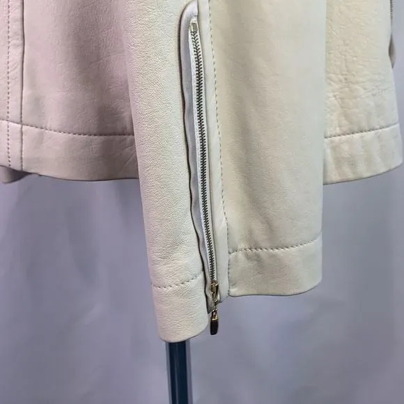 St. Johncream pleated zip lamb leather jacket