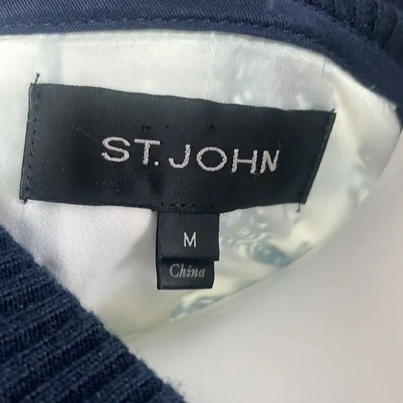 StJohn Blue Print Silk Zip Jacket