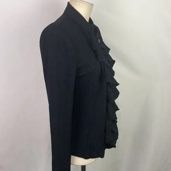 StJohnBlack Ruffle Front Vintage Knit Jacket