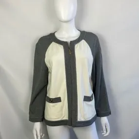 StJohnCream Gray Color Block Zip Jacket