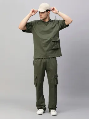 Streetwear Cargo Co-ord Set - Olive Green