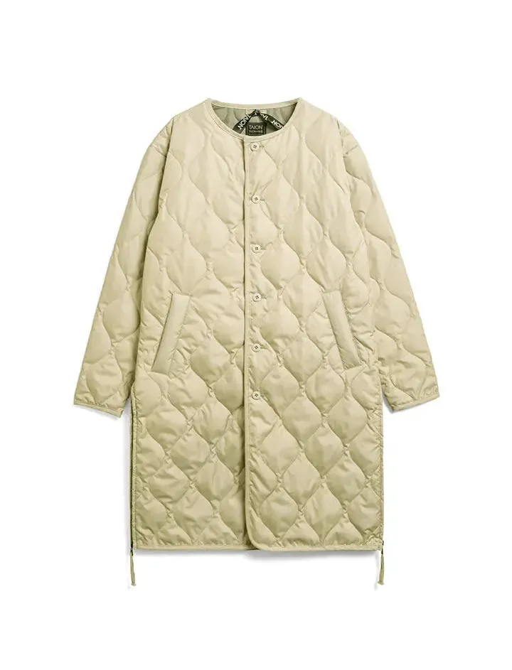 Taion Military Crew Neck Down Coat Cream