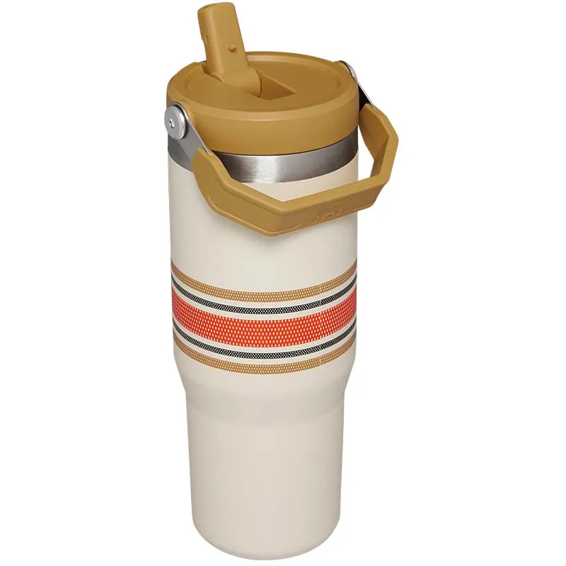 The 30oz IceFlow Flip Straw Tumbler in Cream Mesh