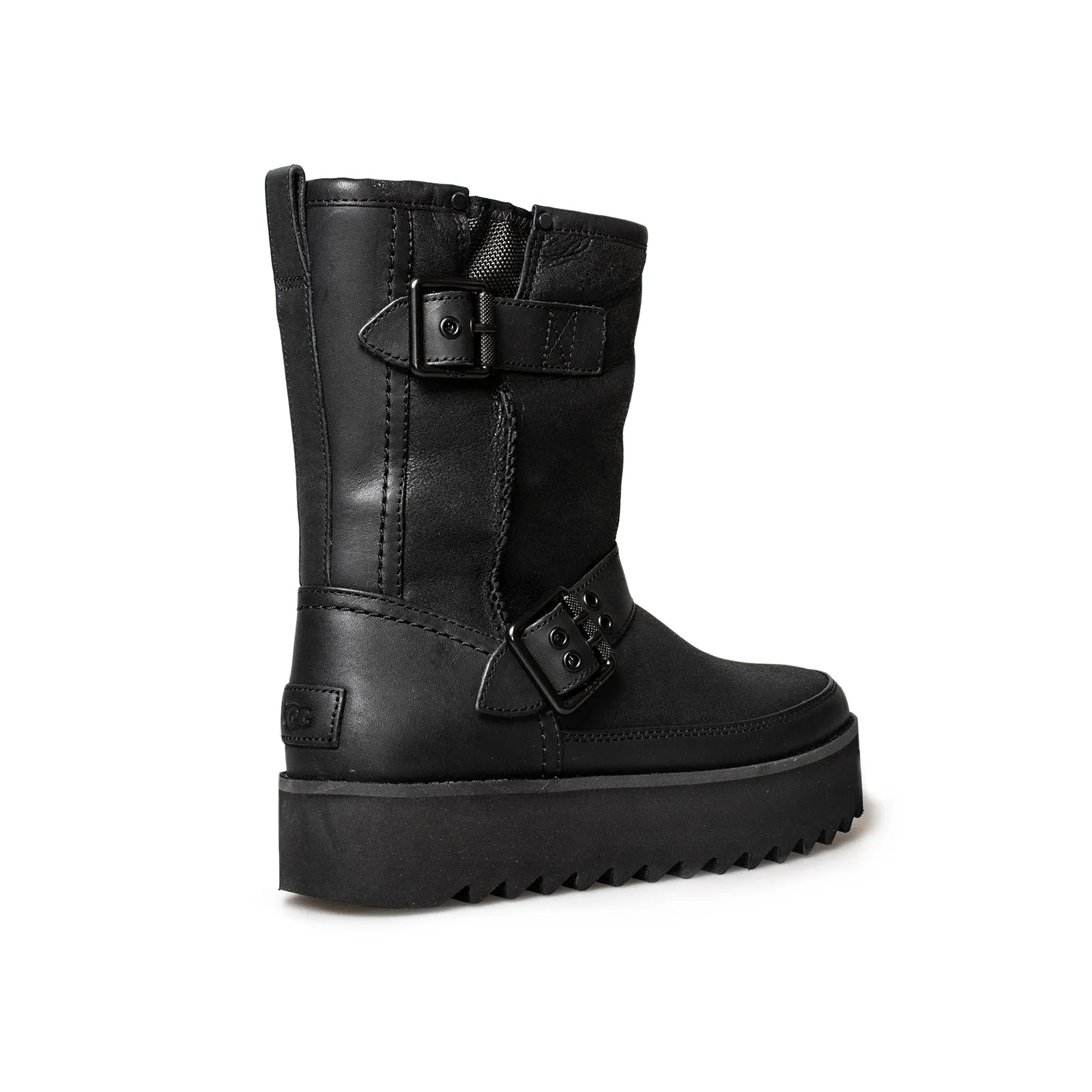 UGG Classic Rebel Biker Short Black Boots - Women's