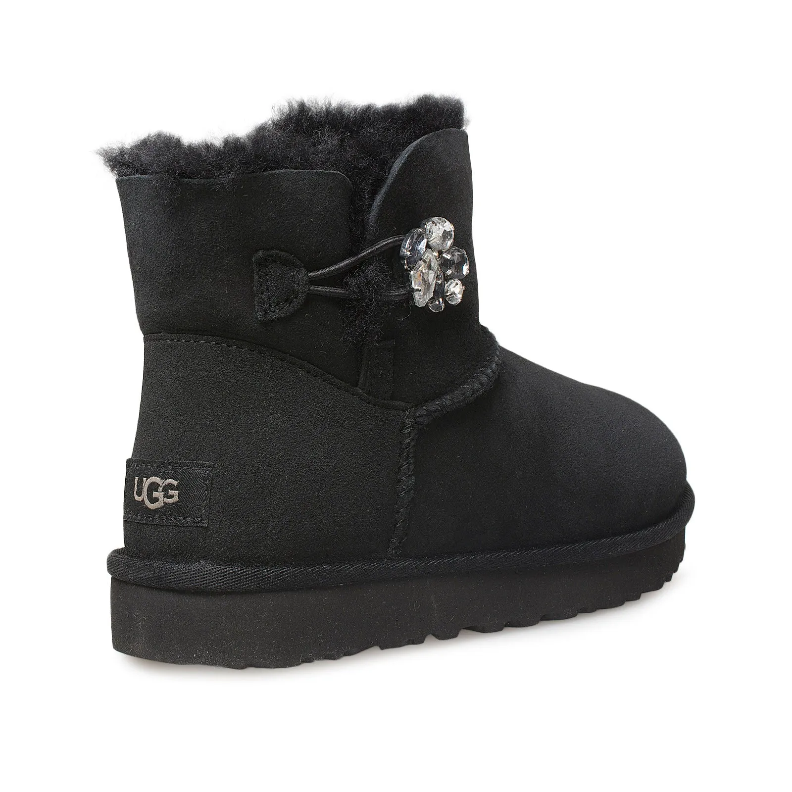 UGG Mini Bailey Button Gem Black Boots - Women's