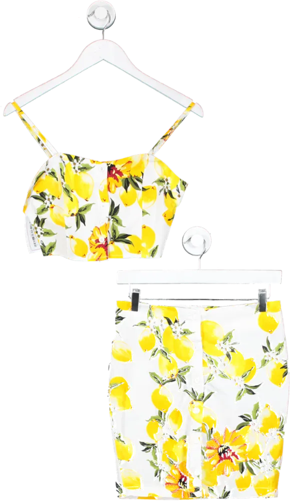 White Button Up Lemon Print Co-ord UK M