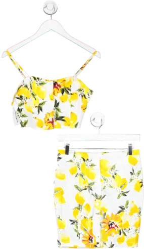 White Button Up Lemon Print Co-ord UK M