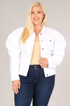 White Denim Puff Jacket