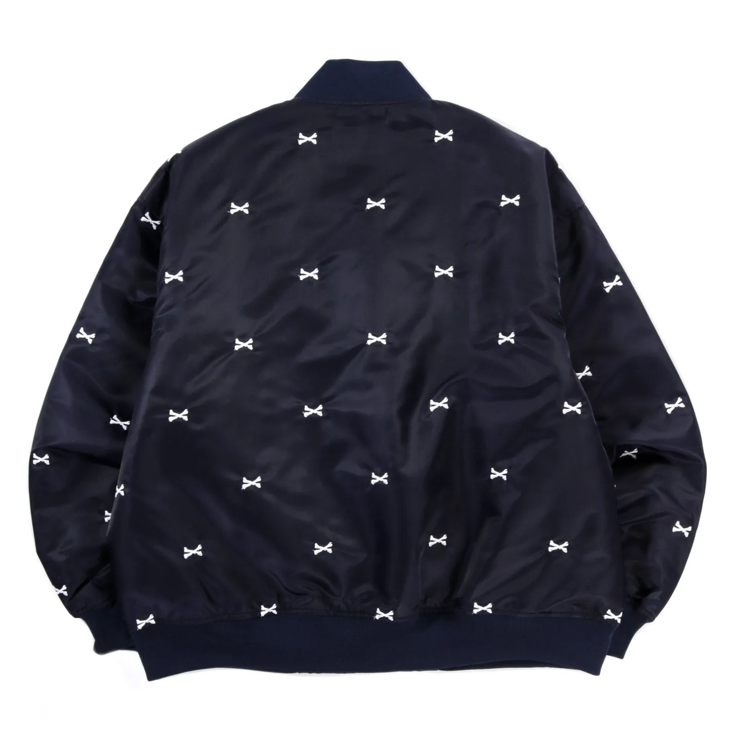 WTAPS TEAM JACKET NAVY NYLON EMB CROSSBONES