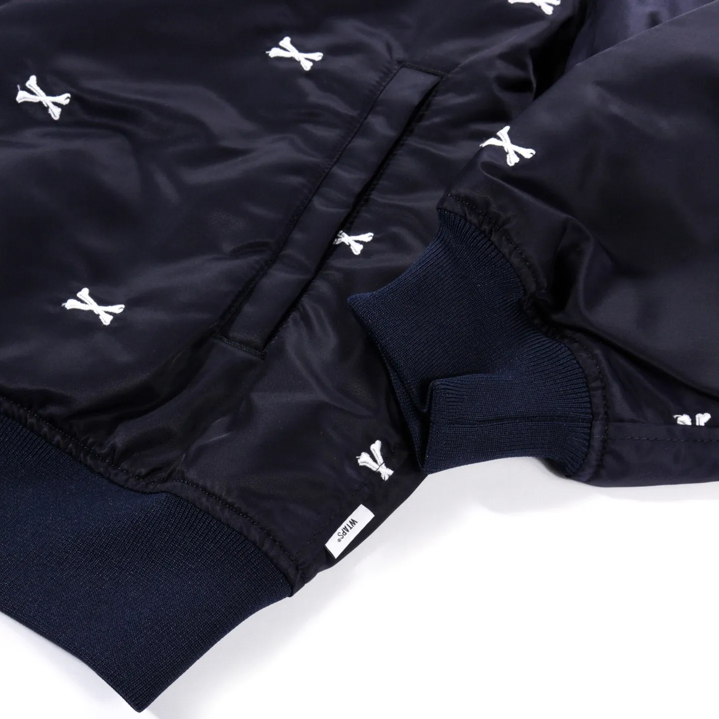 WTAPS TEAM JACKET NAVY NYLON EMB CROSSBONES