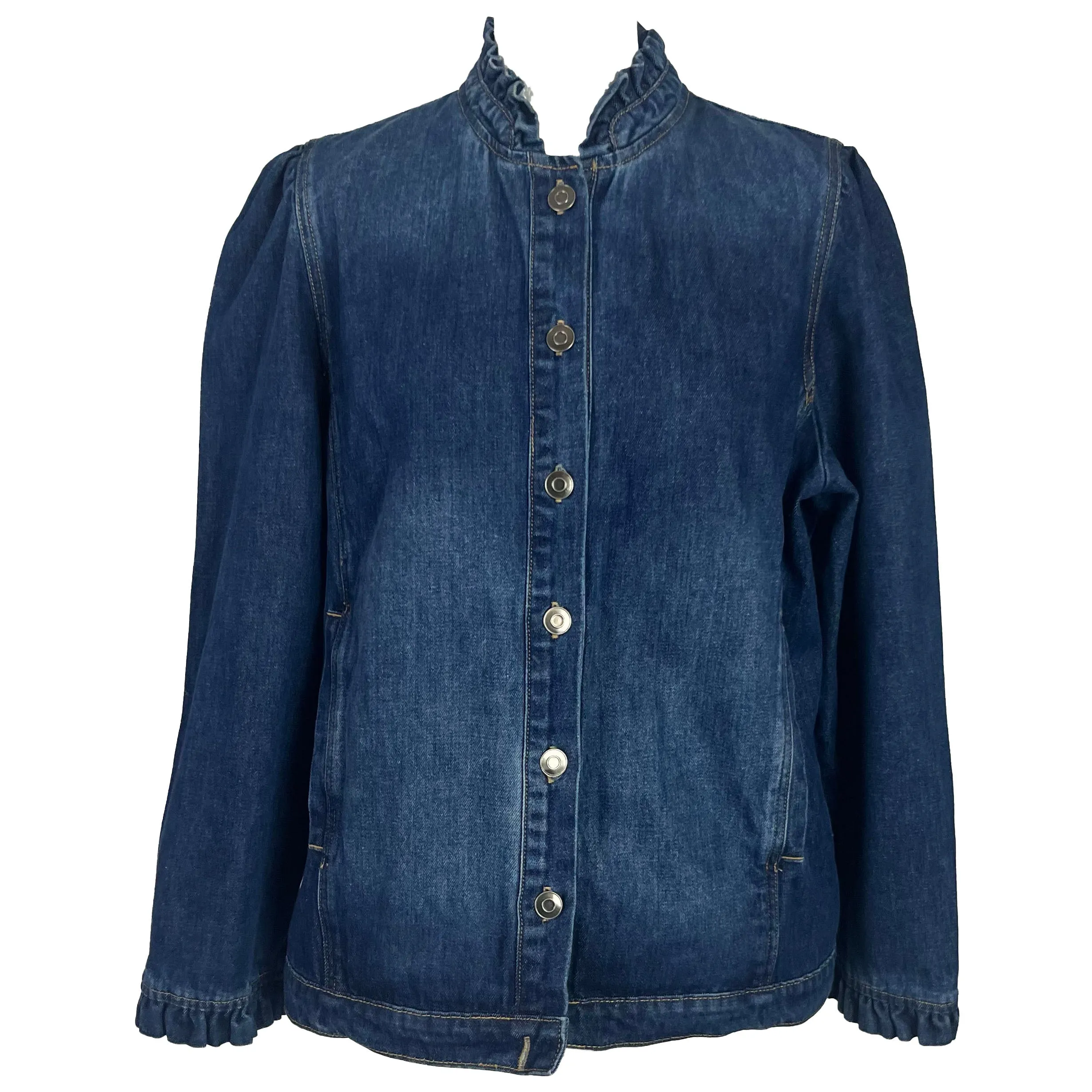 Wyse Frill Edge Blue Denim Jacket L