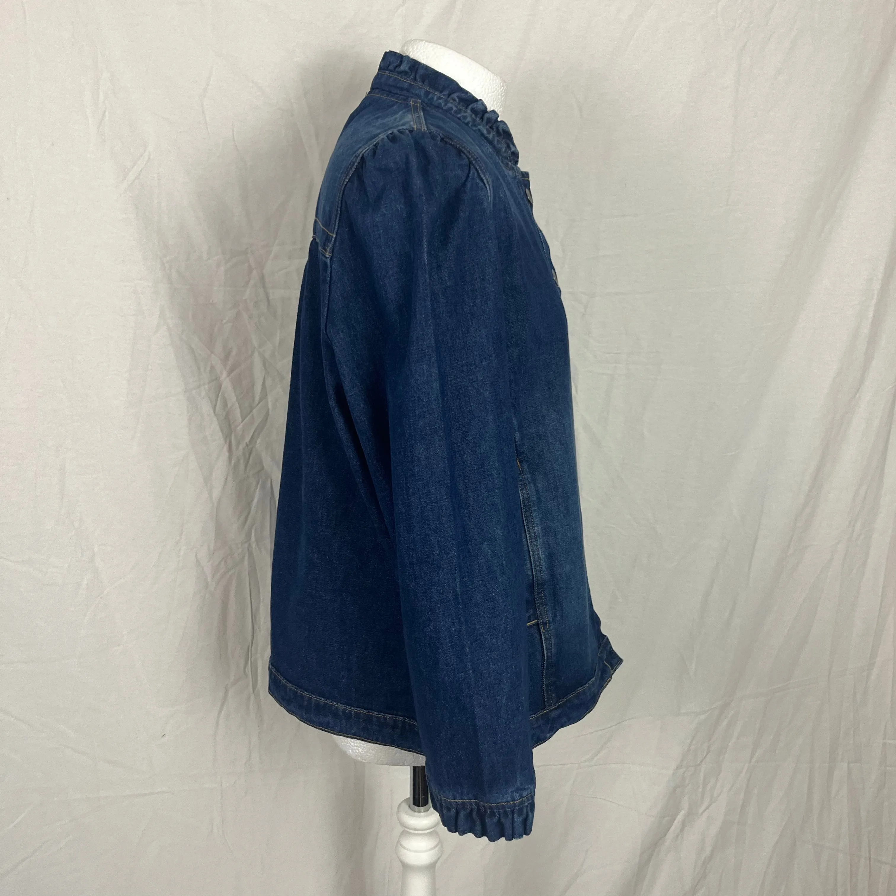 Wyse Frill Edge Blue Denim Jacket L