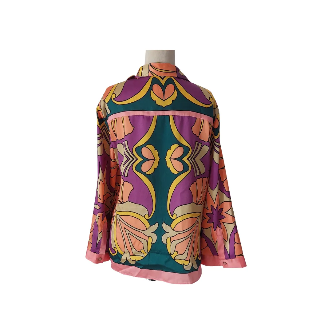 ZARA Vibrant Multi-Coloured Printed Satin Co-ord Set | Gently Used & Stylish