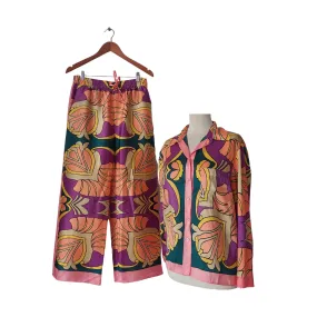 ZARA Vibrant Multi-Coloured Printed Satin Co-ord Set | Gently Used & Stylish