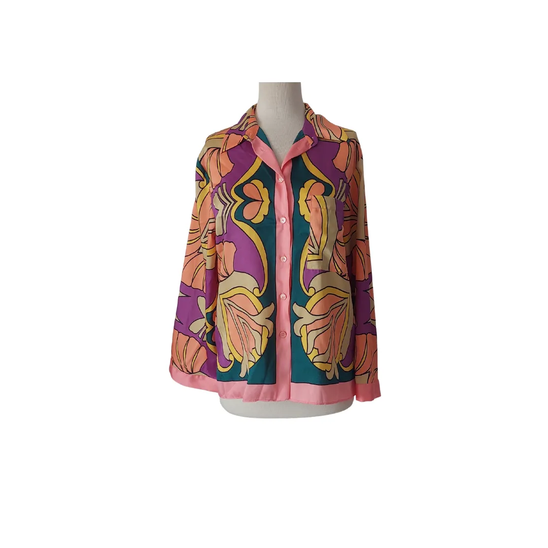 ZARA Vibrant Multi-Coloured Printed Satin Co-ord Set | Gently Used & Stylish