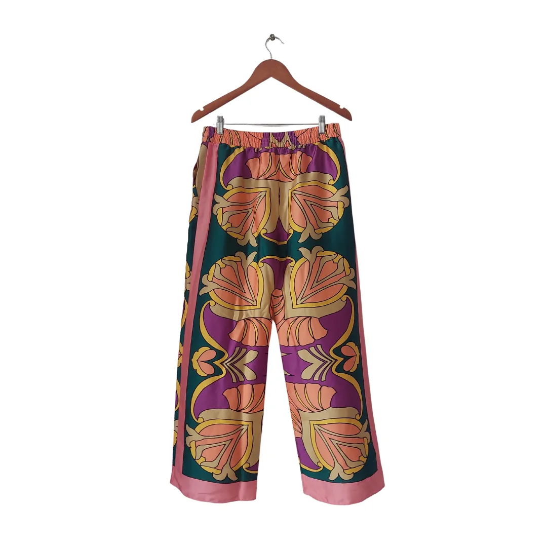 ZARA Vibrant Multi-Coloured Printed Satin Co-ord Set | Gently Used & Stylish