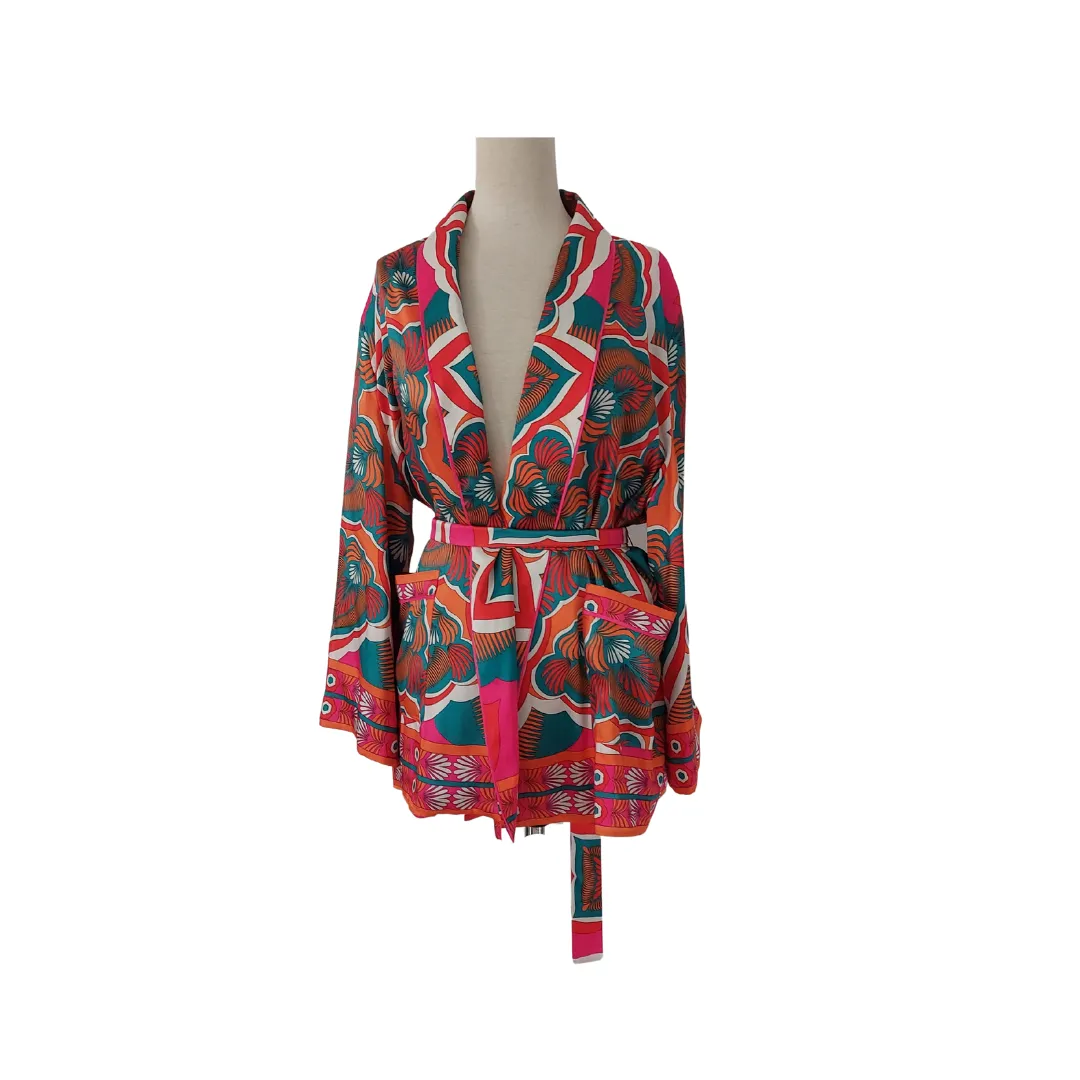 ZARA Pink, Orange & Blue Printed Satin Co-ord Set | Like New |