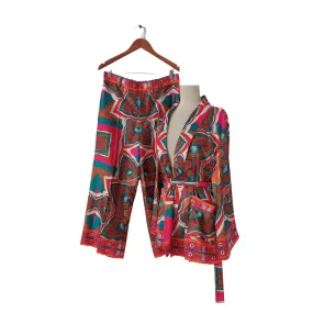 ZARA Pink, Orange & Blue Printed Satin Co-ord Set | Like New |